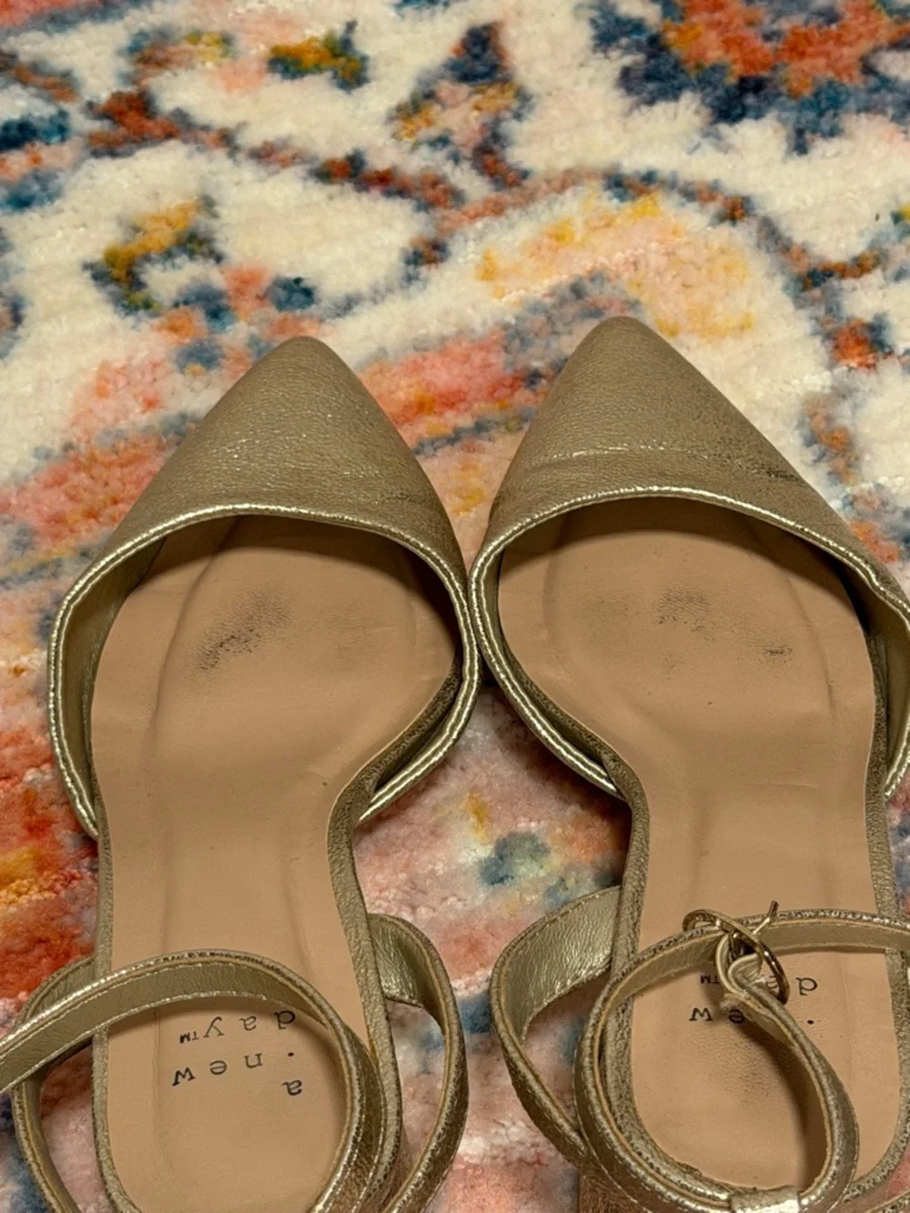 a new day Metallic Gold Pointed Ankle-Strap Heels